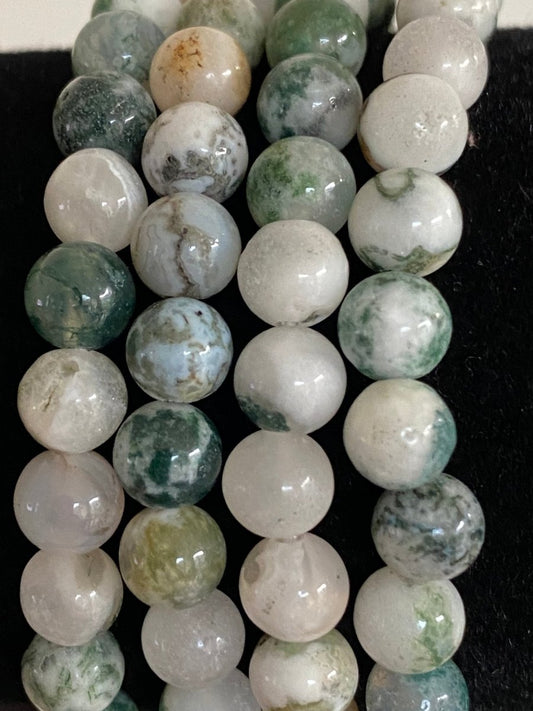 Tree Agate bracelet (6mm beads), mineral - FossilsAndMore