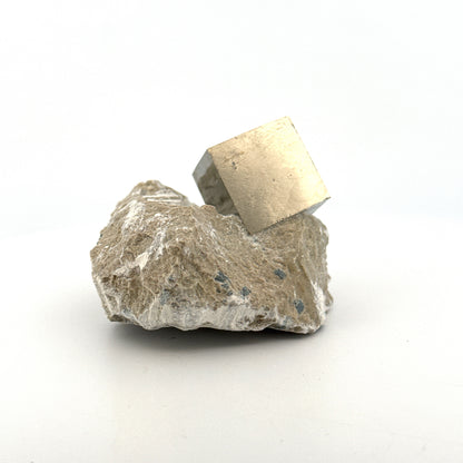 Pyrite on Matrix from Navajún a Natural Cubic Crystal (01)