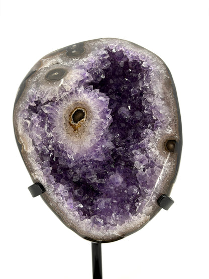Amethyst Specimen on Custom Metal Stand from Brazil