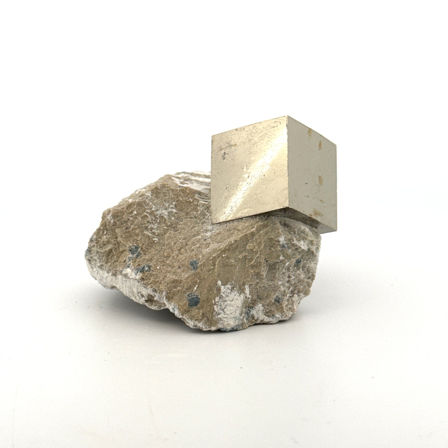 Pyrite on Matrix from Navajún a Natural Cubic Crystal (01)