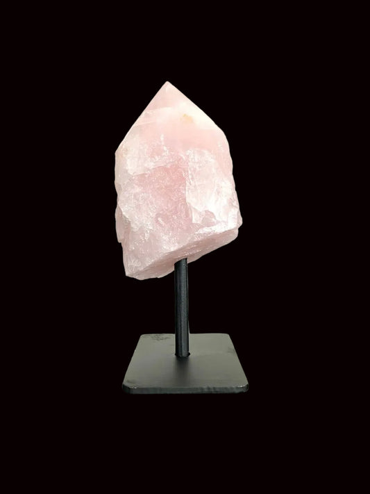5.04" Rose Quartz point crystal on stand, mineral - FossilsAndMore