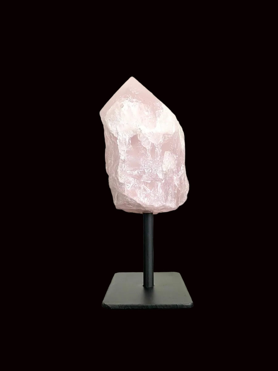 5.46" Rose Quartz point crystal on stand, mineral - FossilsAndMore