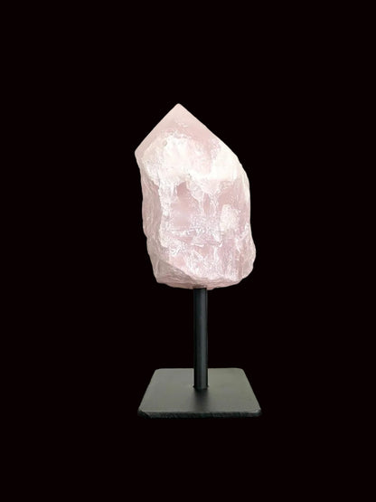5.46" Rose Quartz point crystal on stand, mineral - FossilsAndMore
