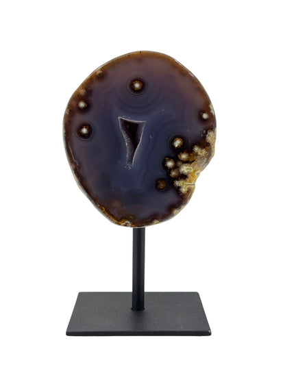 Decorative Agate Geode on stand, mineral from Brazil (6-006)