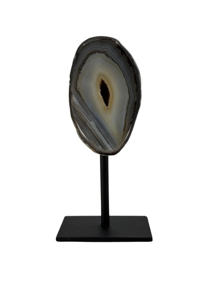 Decoratieve agaatgeode op standaard, mineraal uit Brazilië (6-002)