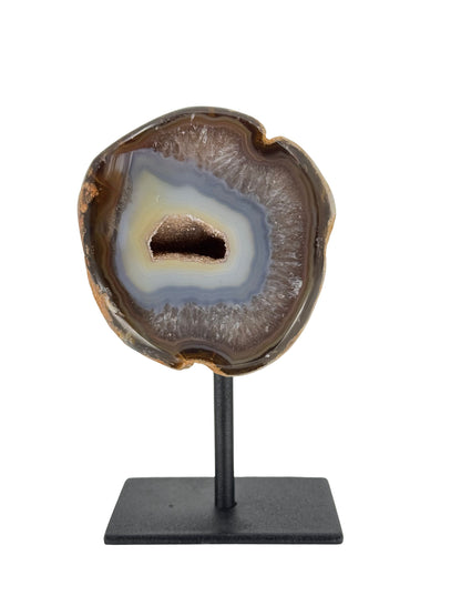 Decorative Agate Geode on stand, mineral from Brazil (6-003)
