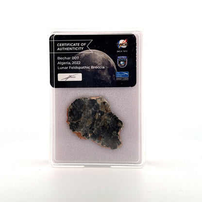Gepolijste plak van een maanmeteoriet | 4 gram | Authentieke Bechar 007 maansteen