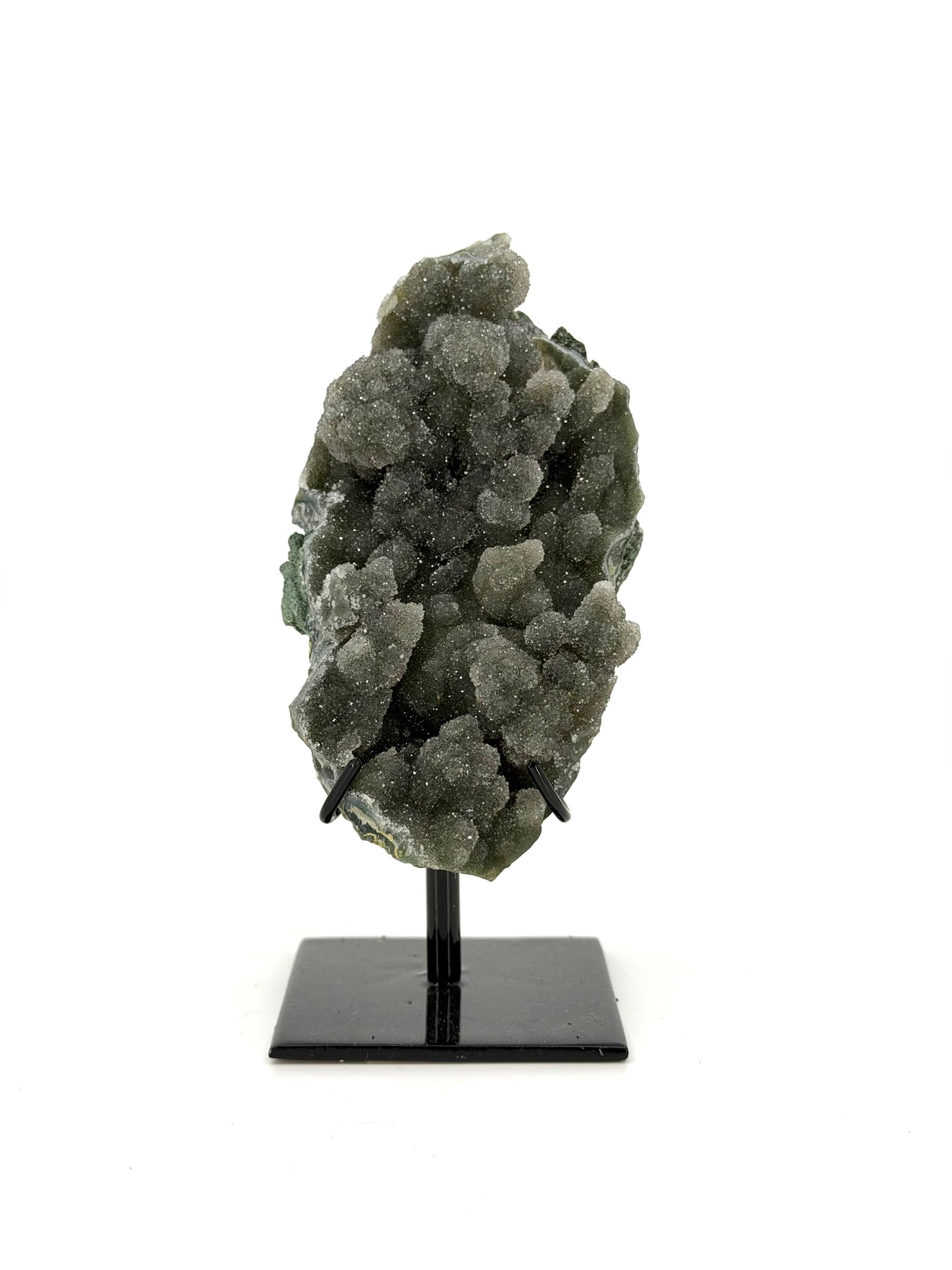 Groene Kwarts Kristallen op Maatwerk Metalen Standaard uit Brazilië