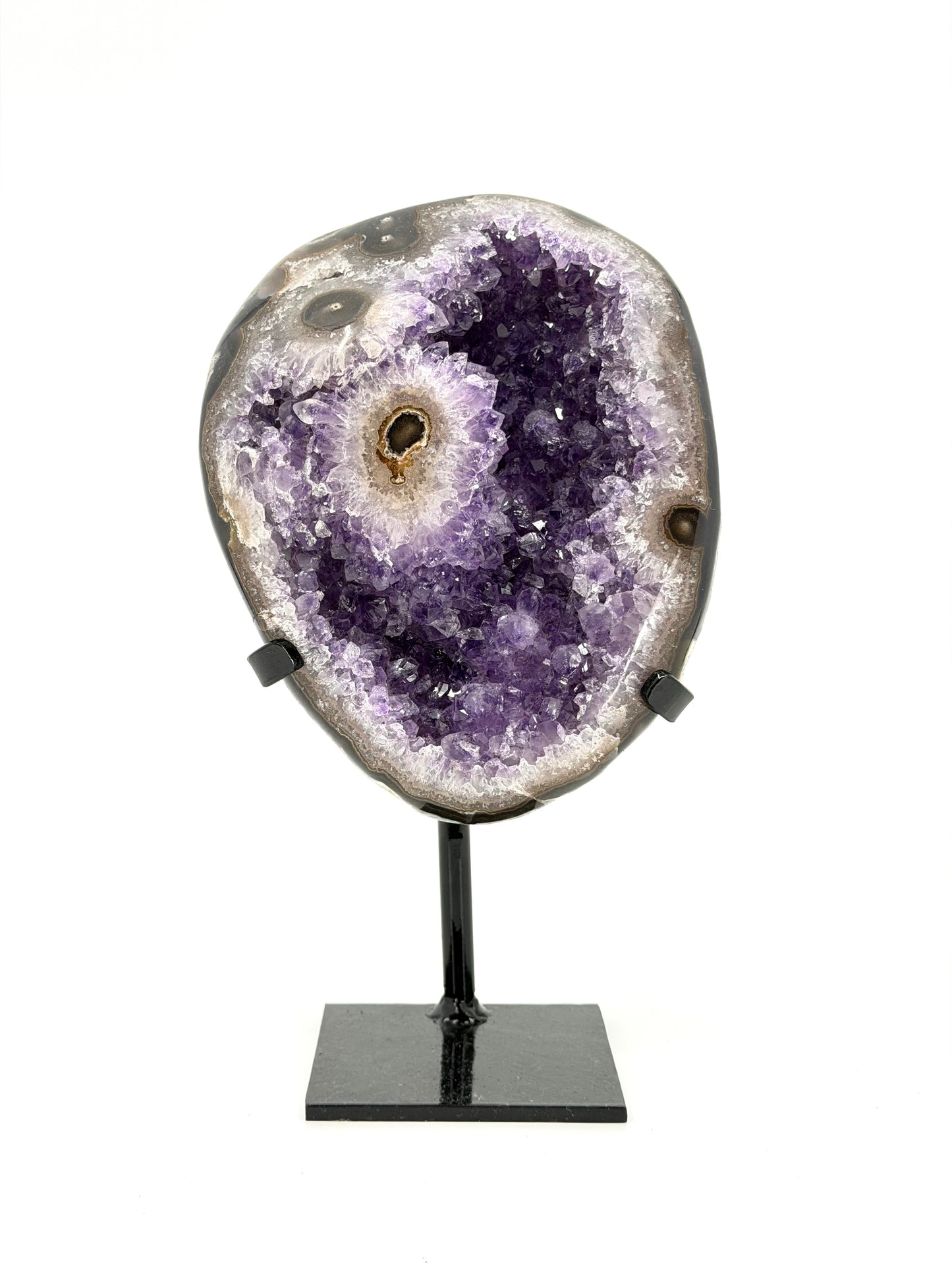 Amethyst Specimen on Custom Metal Stand from Brazil