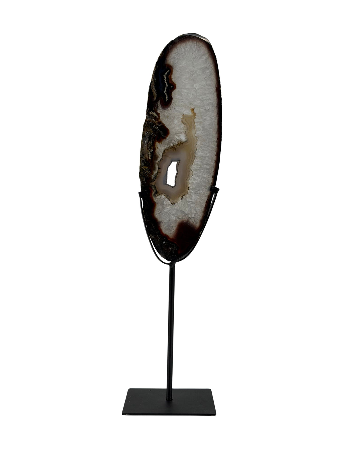 Decoratieve agaat schijf op standaard, mineraal uit Brazilië | 16"