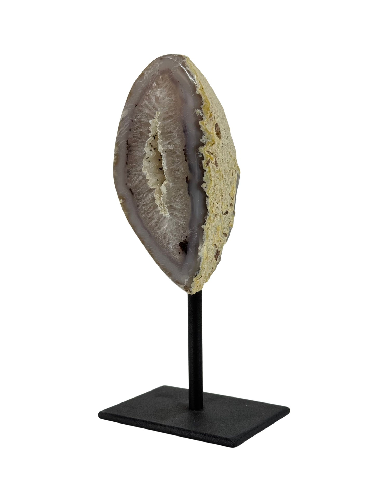 Decoratieve agaatgeode op standaard, mineraal uit Brazilië (6-004)