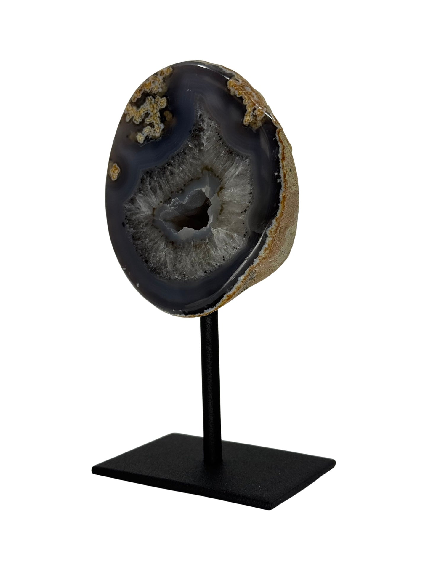 Decoratieve agaatgeode op standaard, mineraal uit Brazilië (6-001)