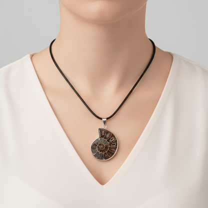 Ammonite Pendant on necklace – Fossil Jewelry from Madagascar - FossilsAndMore
