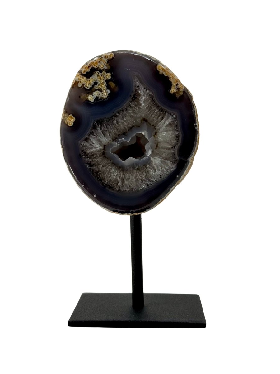 Decorative Agate Geode on stand, mineral from Brazil (6 - 001) - FossilsAndMore