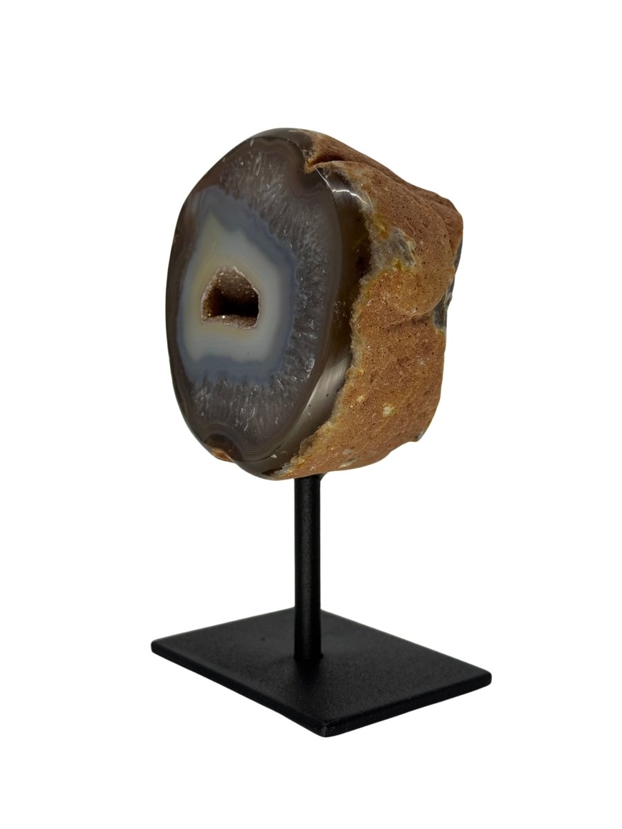 Decorative Agate Geode on stand, mineral from Brazil (6 - 003) - FossilsAndMore