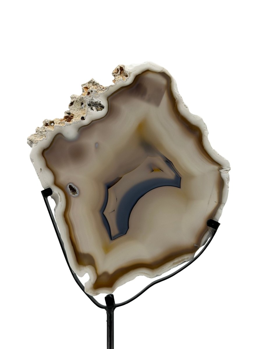 Decorative Agate Slice on custom stand, mineral from Brazil | 14.5" - FossilsAndMore