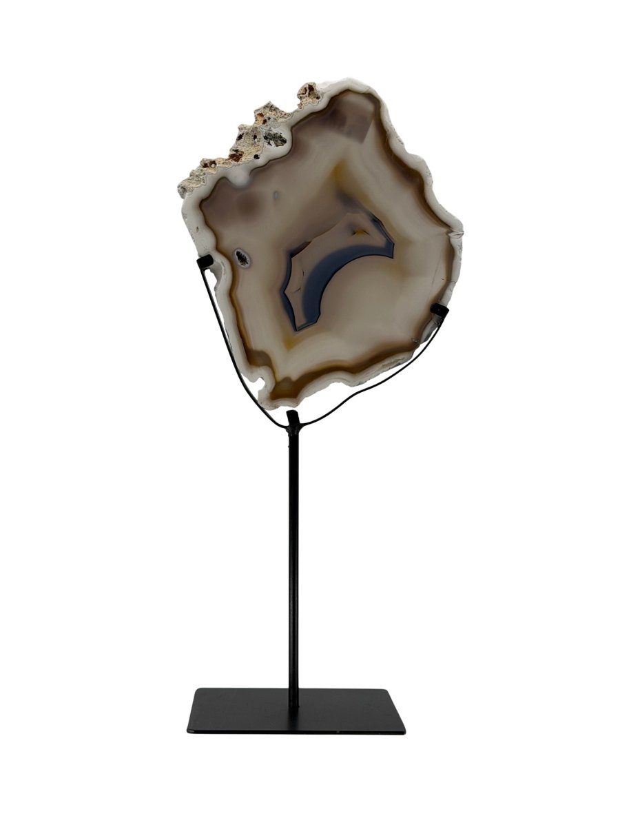 Decorative Agate Slice on custom stand, mineral from Brazil | 14.5" - FossilsAndMore