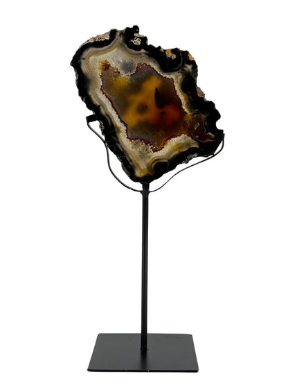 Decorative Agate Slice on custom stand, mineral from Brazil (6 - 008) - FossilsAndMore