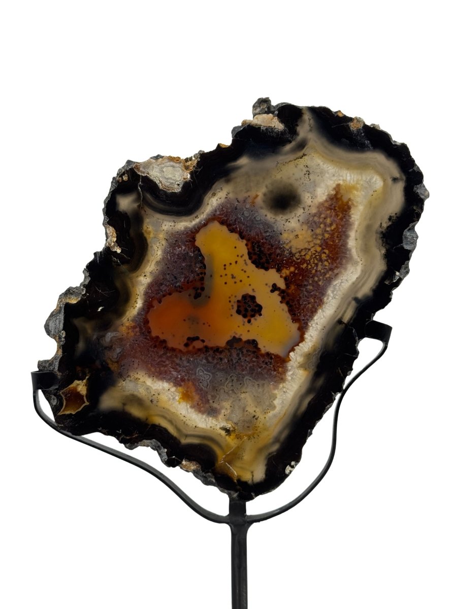 Decorative Agate Slice on custom stand, mineral from Brazil (6 - 008) - FossilsAndMore