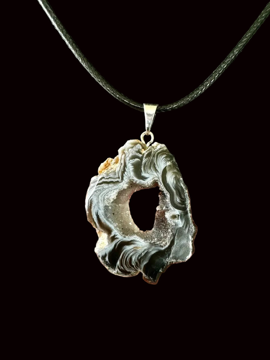 Geode Pendant on necklace, mineral - FossilsAndMore