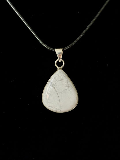 Howlite Pendant on necklace, mineral jewelry - FossilsAndMore