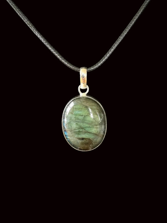 Labradorite Pendant on necklace, mineral jewelry - FossilsAndMore